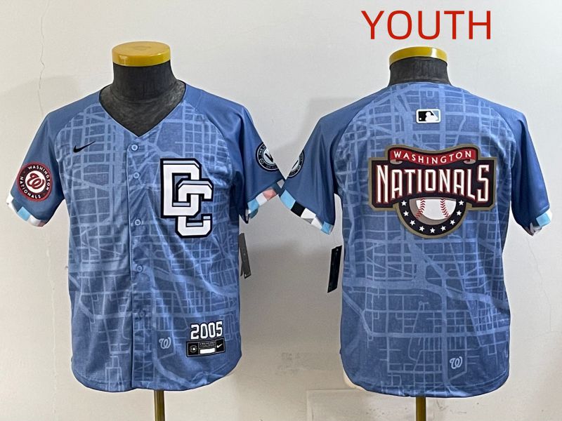 Youth 2025 Washington Nationals Blank Blue Joint Name Nike MLB Jersey style 5